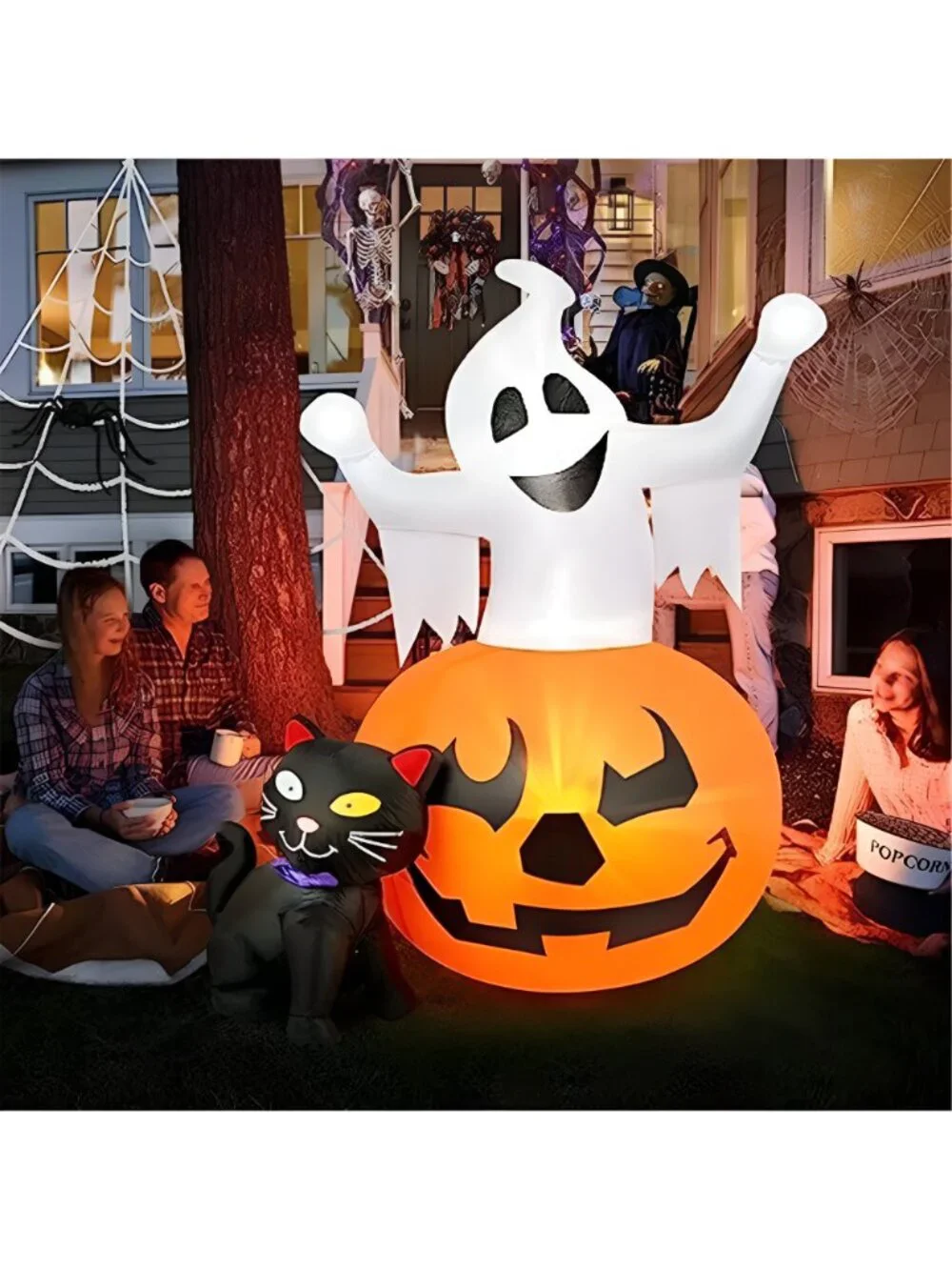 5 FT Halloween Inflatables Outdoor Ghost Pumpkin Black Cat Decor